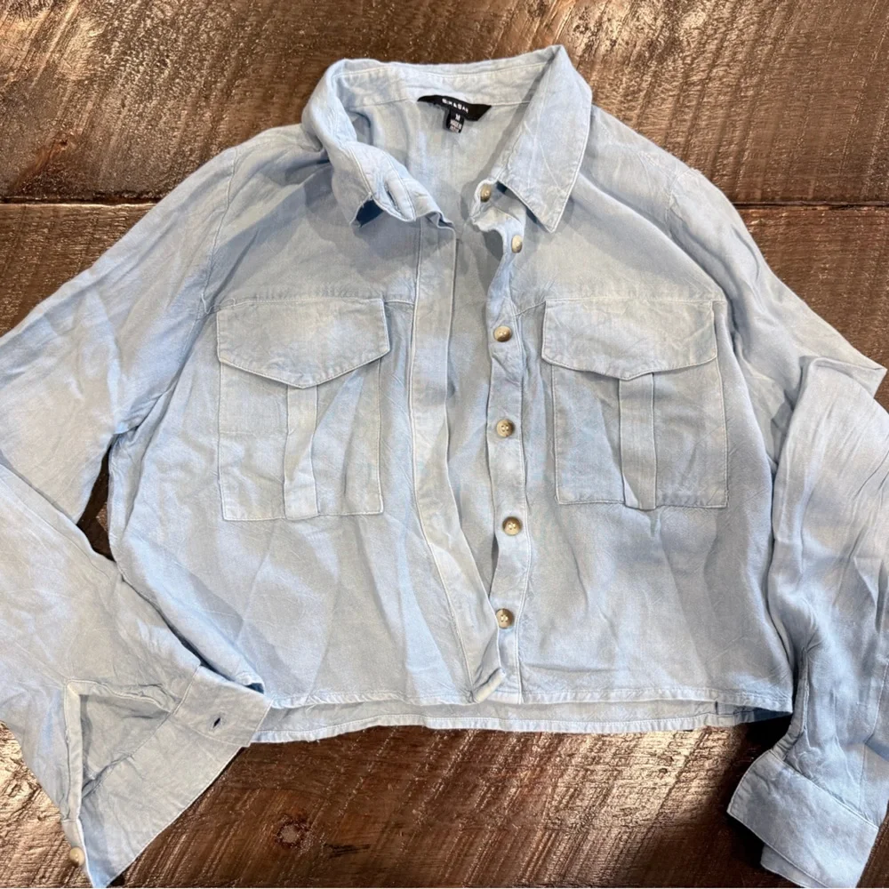 Casual Light Blue Kids Button Down Shirt